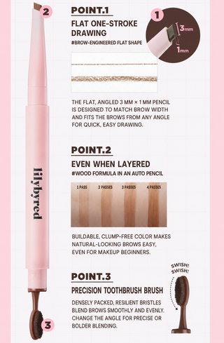Lilybyred - Hard Flat Brow Pencil - 4 Options