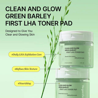 Veganifect - Clean and Glow Green Barkley First LHA Toner Pad 60ea - Koreabe