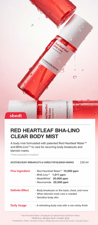Sungboon Editor - Red Heartleaf BHA Lino Body Mist 150ml