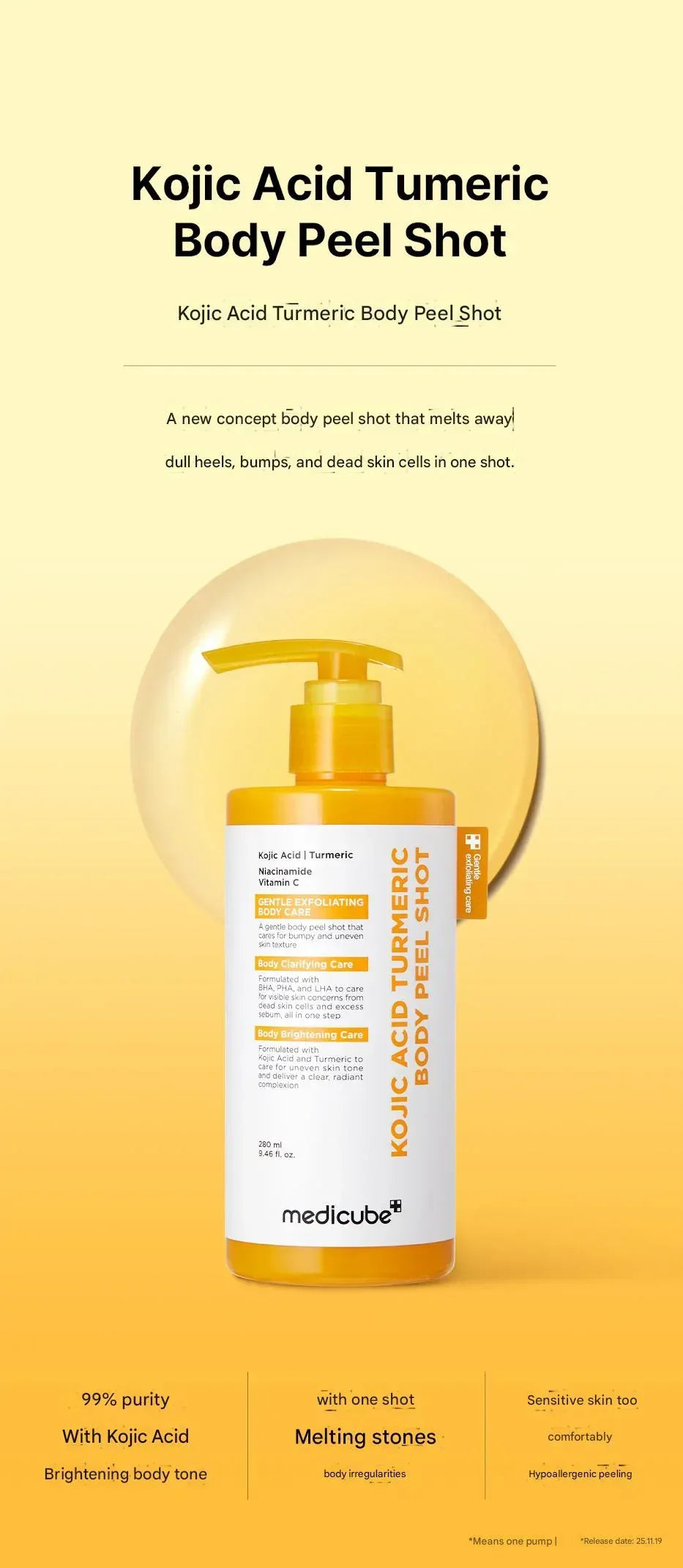 Medicube - Kojic Acid Tumeric Body Peel Shot 280ml – Koreabe