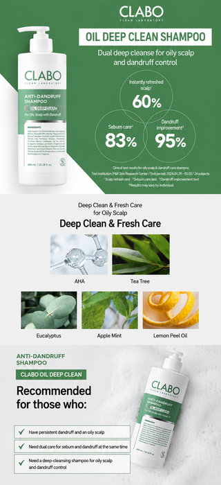 Clabo - Anti Dandruff Oily Scalp Deep Clean Shampoo 600ml