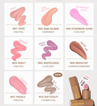 TOOQ - Water Cream Color Blusher - 10 Colors