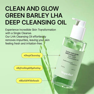 Veganifect- Clean and Glow Green Barley LHA Deep Cleansing Oil 205ml - Koreabe