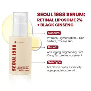 K Secret Seoul 1988 - Retinal Liposome 2% + Black Ginseng 30ml - Koreabe