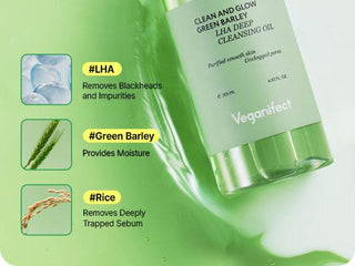 Veganifect- Clean and Glow Green Barley LHA Deep Cleansing Oil 205ml - Koreabe