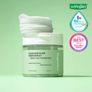 Veganifect - Clean and Glow Green Barkley First LHA Toner Pad 60ea - Koreabe