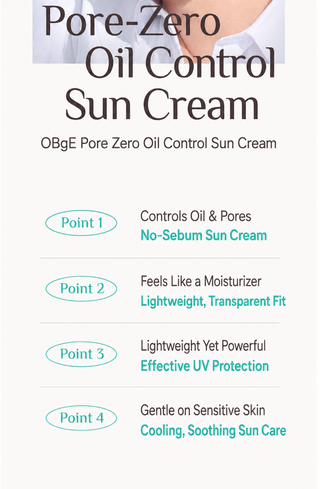 Obge - Pore Zero Oil Control Sun Cream 50ml