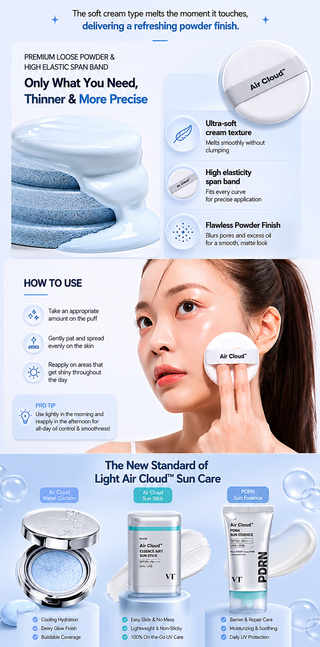 VT - Air Cloud Water Powder Sun Cushion SPF50+ PA++++