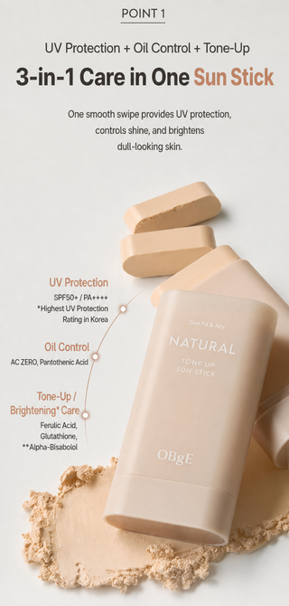 Obge - Natural Tone Up Sun Stick 18ml