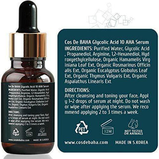 Cos De Baha - Glycolic Acid 10% AHA Serum 30ml - Koreabe