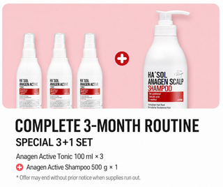 Hasol - Anagen Scalp Shampoo 500ml + Anagen Active 100ml * 3