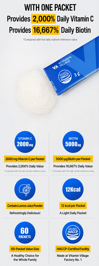 Vitamin Village - Mega C Vitamin C 2000 Biotin 5000 60ea