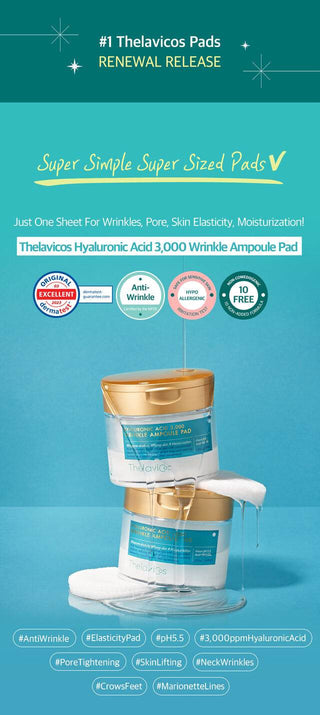 Thelavicos - Hyaluronic Acid 3000 Wrinkle Ampoule Pad 60ea - Koreabe