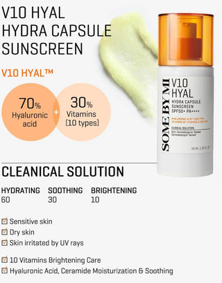 Somebymi - V10 Hyal Hydra Capsule Sunscreen SPF50+ PA+++ 40ml