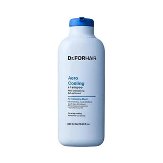 Dr. FOR HAIR Aero Cooling shampoo bottle on a light gray background