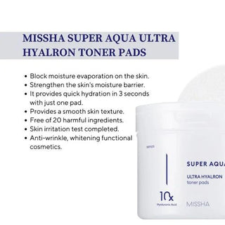 Missha - Super Aqua Ultra Hyalron Toner Pads 90ea