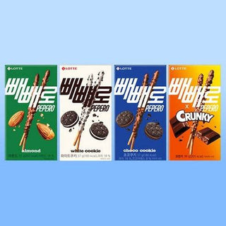 Pepero - 4 Set (Almond + White Cookie + Choco Cookie + Crunky) - Koreabe