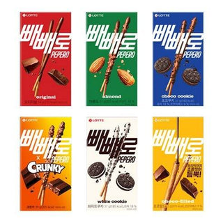 Pepero - 6 Set (Original + Chocofilled + Almond + Choco Cookie + White Cookie + Crunky) - Koreabe