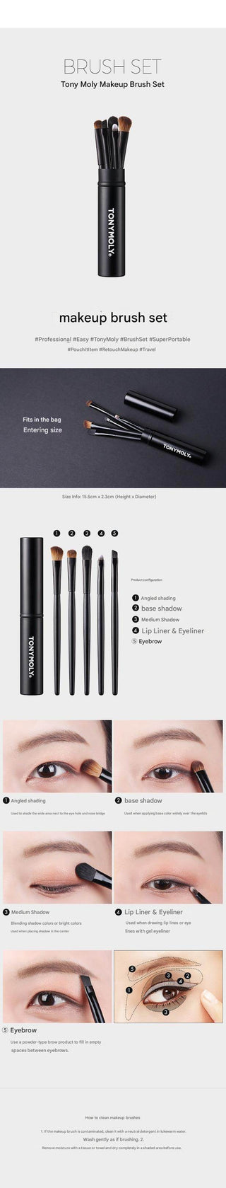 Tonymoly - Make Up Brush 5PCs Set - Koreabe
